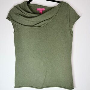 Cashmere Caché 100% 2 Ply Cashmere Draped Foldover Neck Sweater